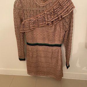Saylor gold lace long sleeve cocktail dress